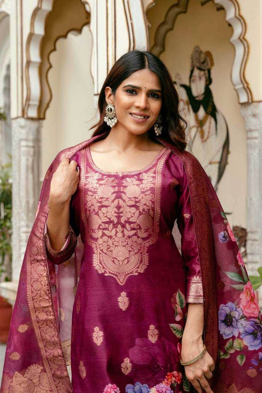 Tissue Silk Party Wear Printed Kurtis Kurti Bottom With Dupatta - MYLUXURY LANE ENTERPRISE